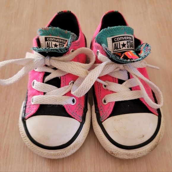 CONVERSE CHUCK TAYLOR ALL STAR LACES SNEAKERS DOUBLE TONGUE PINK LITTLE KIDS 6 - Picture 13 of 13